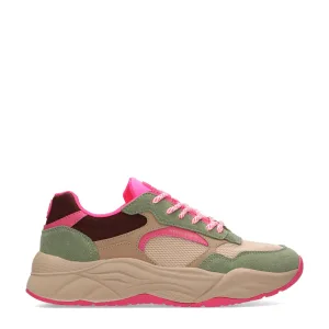 Scotch & Soda Celest chunky suède sneakers groen/roze