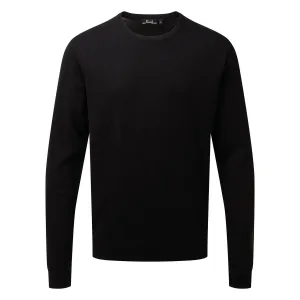 Premier Heren gebreid katoenen crew neck sweatshirt (Zwart)