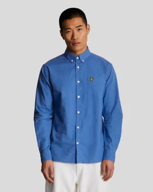 Men’s Lyle And Scott Cotton Linen Button Down Shirt in Blue