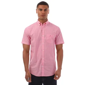 Men’s Gant Regular Fit Striped Short Sleeve Broadcloth Shirt in Pink