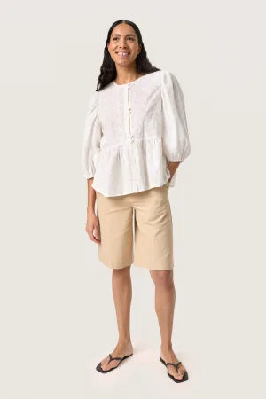 Blouse met korte mouwen Loose fit Broken White