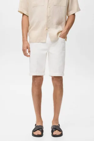 Mango Man denim slim short wit