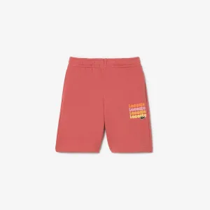 Jongensshort Lacoste Juniors Print Fleece in Rood