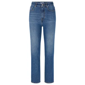 Dames Boss Straight-Fit Cropped Jeans in Blauw