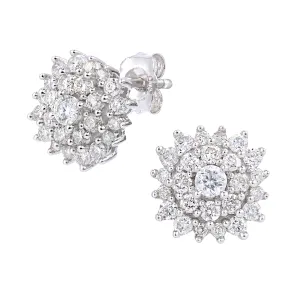 9ct witgouden 0,60ct diamanten clusteroorbellen