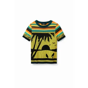 Dames t-shirt met mesh landschap Desigual