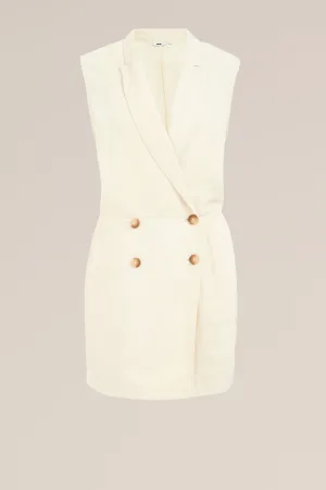 WE Fashion – Dames playsuit van linnenmix – Regular fit – Ecru – Viscose –