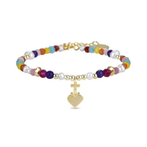 Luxenter 925 Sterling Zilveren Armband met Veelkleurig Kristal in 18K Geel Goud – Nymox