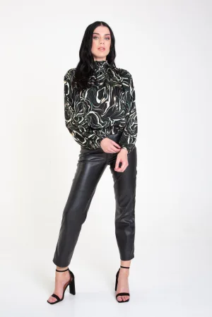 Hoge Hals Gerimpelde Losse Top