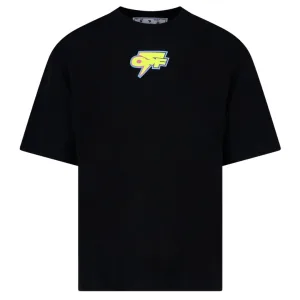 Gebroken wit oversized zwart T-shirt met Degrade Thunder-logo