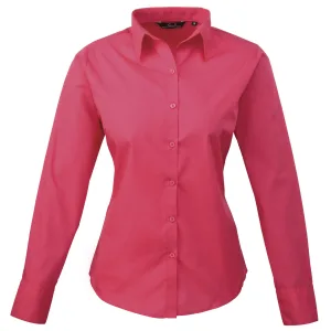 Premier Dames/Dames Popeline Blouse met Lange Mouwen (Heet Roze)