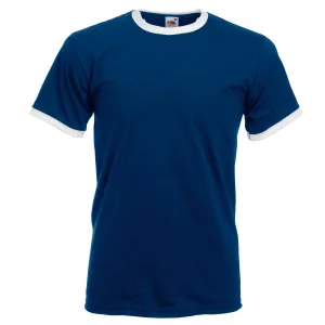 Fruit Of The Loom Heren Ringer T-shirt met korte mouwen (Marine/ Wit)