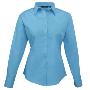Premier Dames/Dames Popeline Blouse met Lange Mouwen (Turquoise)