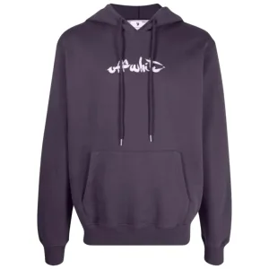 Gebroken witte verf Arrow-logo slim-fit aubergine paarse hoodie