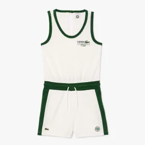 Dames Lacoste Roland-Garros Editie Badstof Playsuit in Crème
