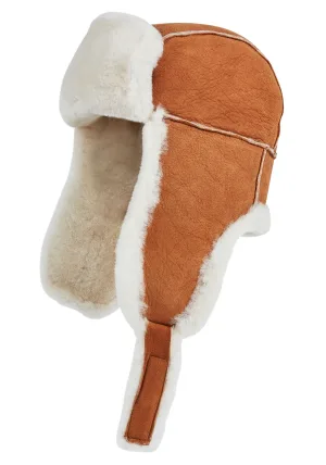 Heren Tan RAF Aviator Suede Sheepskin B-55 Trapper Hat Winter Warme Leren Navigator Hat