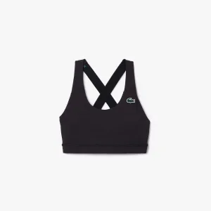 Dames Lacoste Sport Ademende Stretch Bralette in Zwart