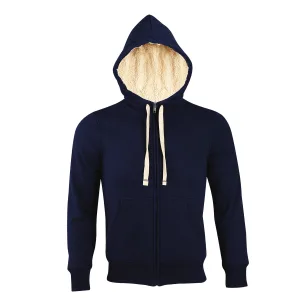 SOLS Sherpa Unisex Zip-Up Hooded Sweatshirt / Hoodie (Franse marine)