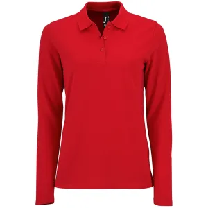 SOLS Dames/dames Perfecte Lange Mouw Pique Polo Shirt (Rood)