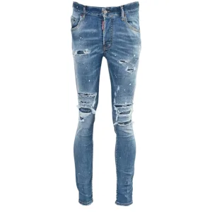 Dsquared2 Super Twinky Jean Paint Splash versterkte gescheurde spijkerbroek