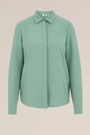 WE Fashion – Dames blouse met structuur – Regular fit – Pastelgroen –