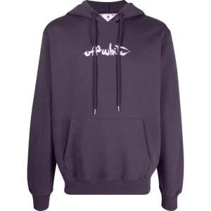 Gebroken witte slim-fit aubergine hoodie met scriptlogo
