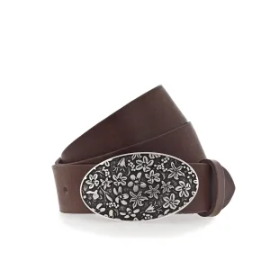 MUSTANG Koppelriem Florale koppelsluiting in mat Zilverkleur, 3,5 cm