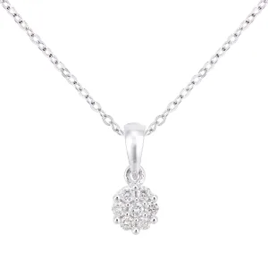 9ct witgouden diamanten clusterhanger en ketting met een lengte van 46 cm