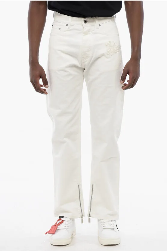 Stretch denim jeans met enkelrits 20 cm in wit