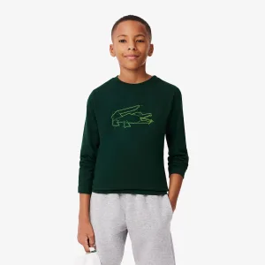 Jongens Lacoste Juniors Zwaar Katoen Krokodil Grafisch T-shirt in Groen