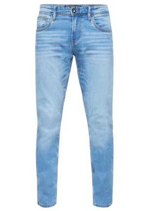Lichtblauwe gebruikte jeansbroek “MELVIN” Slim Fit katoen-stretch