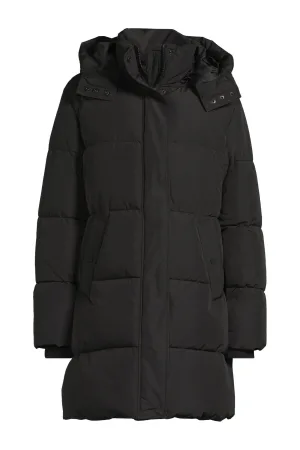 anytime midi gewatteerde jas zwart