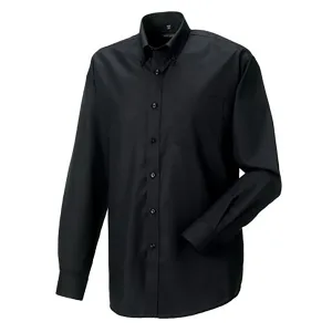 Russell Collectie Heren Lange Mouw Easy Care Oxford Shirt (Zwart)