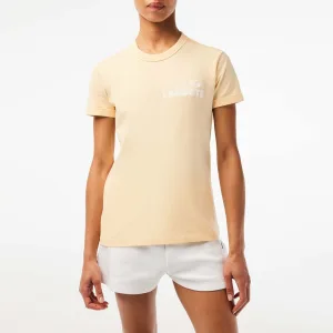 Heren Lacoste Slim Fit Organic Cotton Jersey T-shirt in Geel