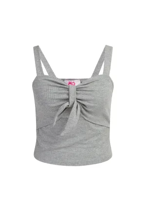 Mymo Ribgebreide top met bandjes Dames grijs melange