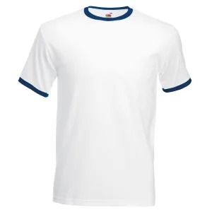 Fruit Of The Loom Heren Ringer T-shirt met korte mouwen (Wit/Marine)