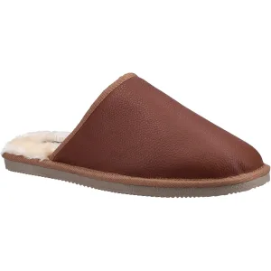 Hush Puppies Heren Coady Leren Slippers (Tan)