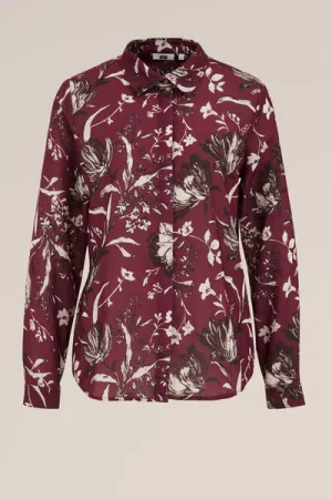 WE Fashion – Dames blouse met fijne structuur – Regular fit – Saffraan rood –