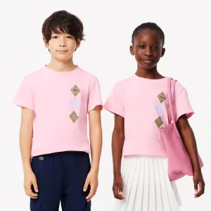 Jongens-T-shirt met Argyle print in roze