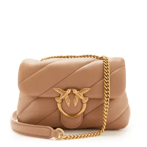 Pinko Love Puff – dames  Crossbody Tas van leer – Taupe