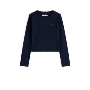 Tommy Hilfiger longsleeve donkerblauw rib gebreid