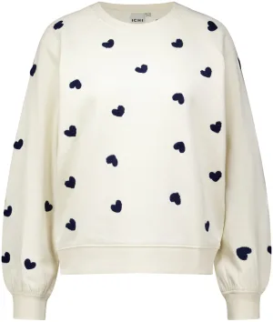 Ichi Sweater Kasura Heart Blauw dames