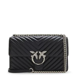 Pinko Love – dames  Crossbody Tas van Leer – Zwart