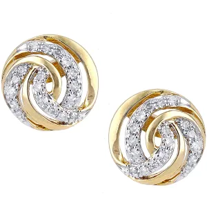 9ct geelgouden diamanten oorknopjes in twist-ontwerp