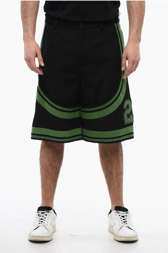 Gepatchte VARSITY-shorts met tapedetails in zwart