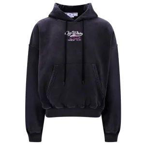 Gebroken witte Wave Off Boxy zwarte hoodie