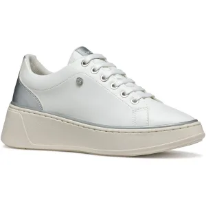Geox D SUNNETTY Synthetisch Polyurethaan Dames Witte/Zilveren Sneakers