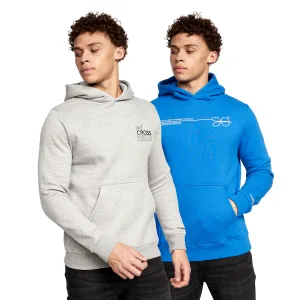 Crosshatch Heren Burmax Hoodie (Set van 2) (Blauw/Grijs)