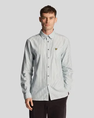 Men’s Lyle And Scott Stripe Oxford Shirt in Green White