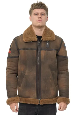 Heren antieke B3 schapenvacht vliegende jas-Alameda